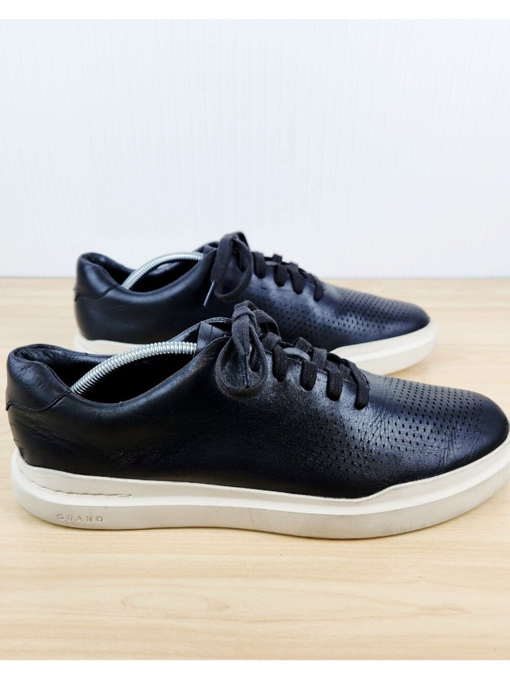 Cole Haan GrandPro Rally Laser Cut Black Leather Low Sneakers Mens 12 M C31219